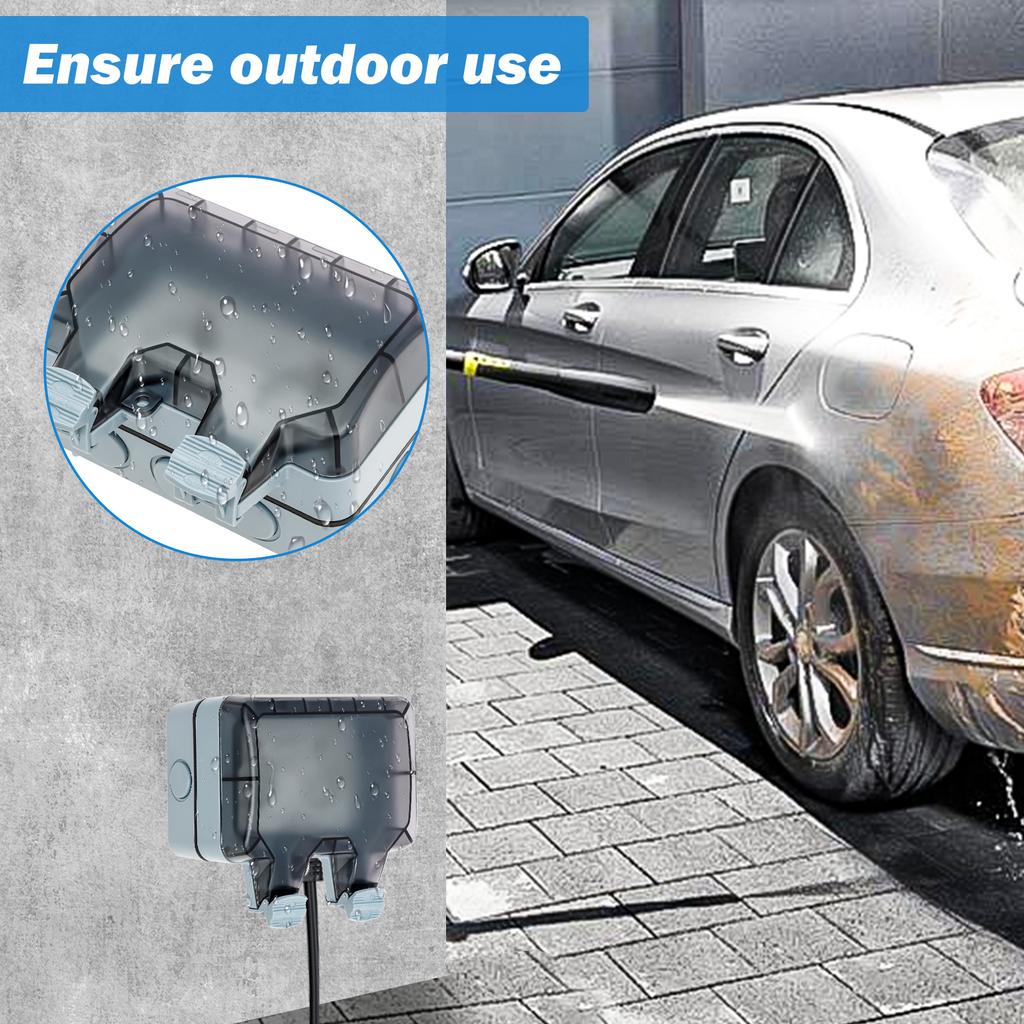 Electrical Wall Socket Kit Versatile Waterproof Outdoor Electrical Wall Surface Socket Set with Hinged Cover for Outside Usage