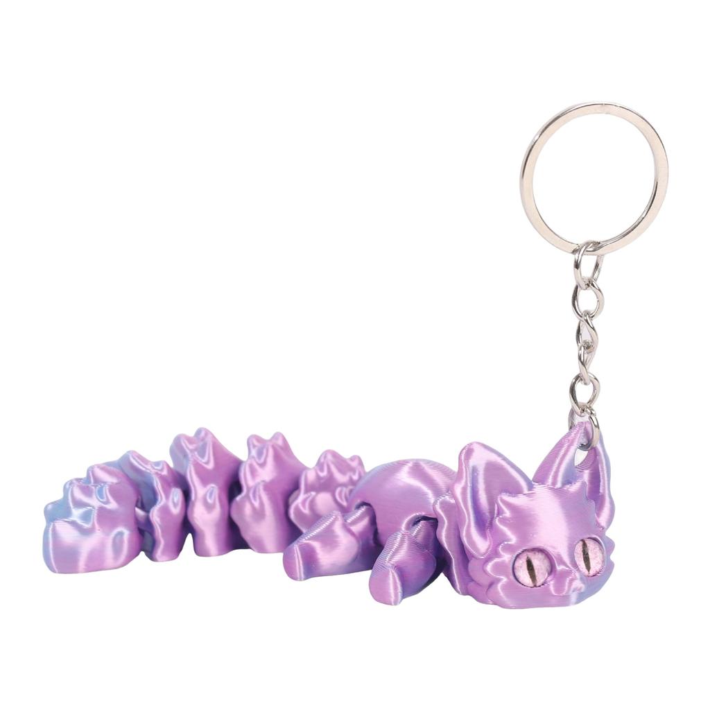 Brelok do kluczy z nadrukiem 3D w kształcie lisa z ruchomym ogonem Kreatywne projektowanie Ozdobny brelok do torby Modny dodatek do prezentu