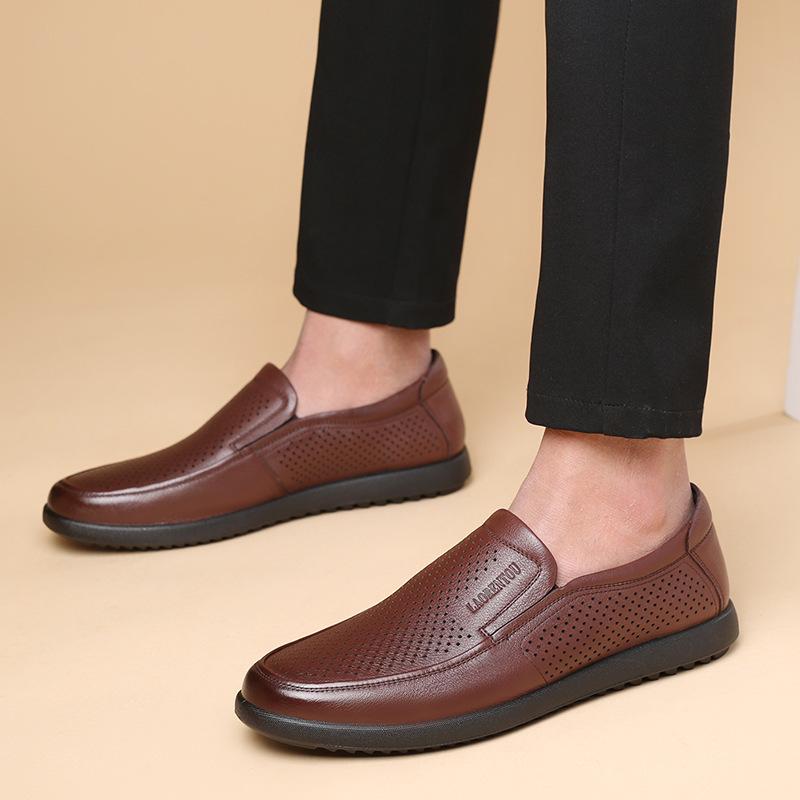 Old man's head new men's casual single shoes round head low-top summer breathable hollow casual shoes youth overshoes