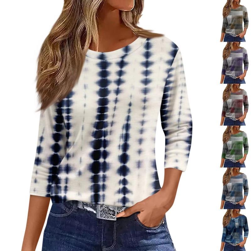 

Женские футболки с 3D-печатью, модная повседневная одежда с круглым вырезом, длинный рукав, свободная футболка с принтом, женский топ S