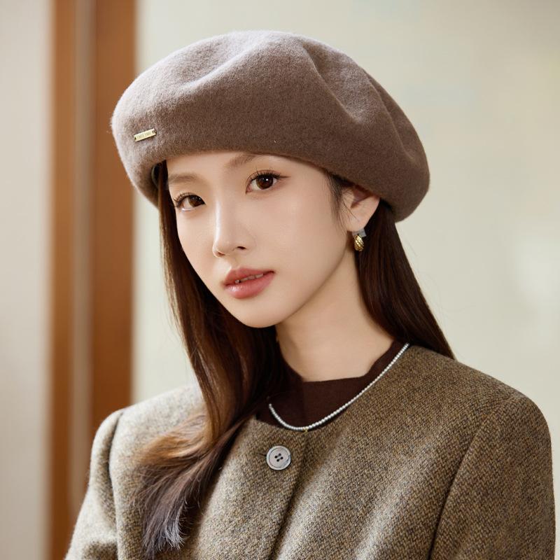 Wool Beret Women's Autumn and Winter Fashion Painter Hat Temperament Bud Hat Warm Pumpkin Hat