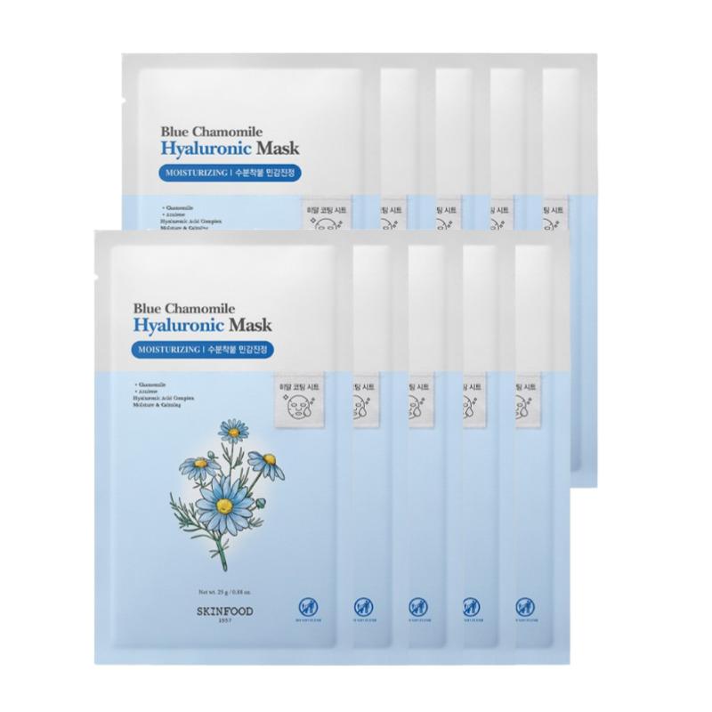 

Skinfood Маска-салфетка с голубой ромашкой и гиалуроновой кислотой 10 штук (На)