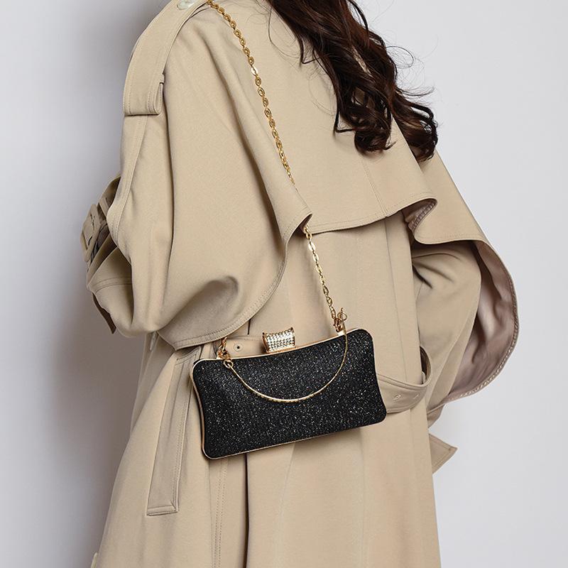 Premium texture acrylic pressure shell solid color clip buckle women's chain small square bag 23 winter new shoulder messenger bag