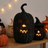 with Witch Hat Halloween Pumpkin Statue Woven Texture Pumpkin Candle Holder  Desk Display