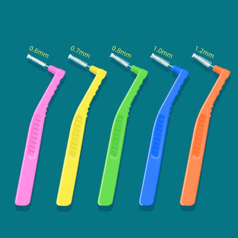 20Pcs L Type Angled Interdental Brush For Braces Micro Soft Brush For Dental Brackets Cleaning Short Handle Brushes