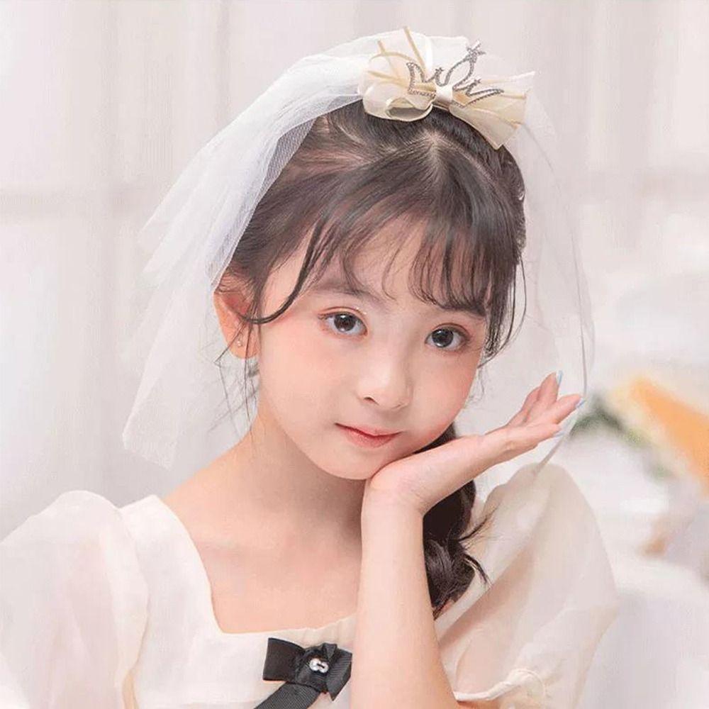 

Pearl Girl Headdress Mesh Star Bow Hair Clip Hair Accessory Children Hairpin Veil Hair Clip