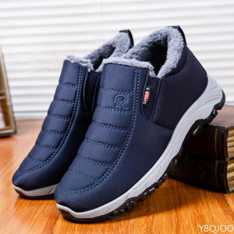 

Модные зимние толстые теплые мужские хлопковые туфли на мягкой подошве — теплые, повседневные, простые, удобные, нескользящие, износостойкие, сноубутсы 39 синий