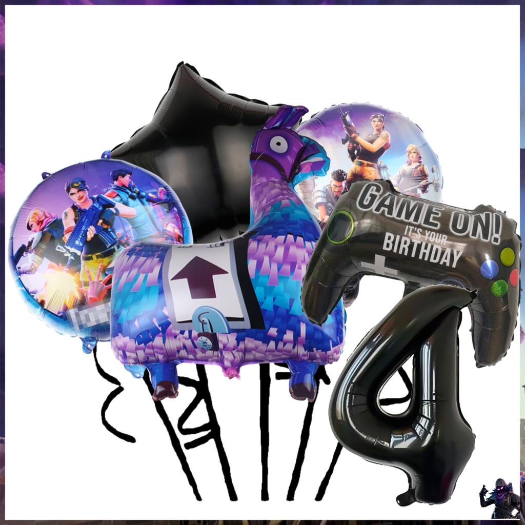 Shooting Game Fortnition Birthday Party Decoration Plate Cup Cartoon Alpaca Llama Foil Globos Baby Shower Kids Party Supplies