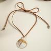 New Simple and Fashionable Bohemian Fan Bay Pendant Brown Necklace Women's Jewelry Exaggerated Personality Adjustable Necklace