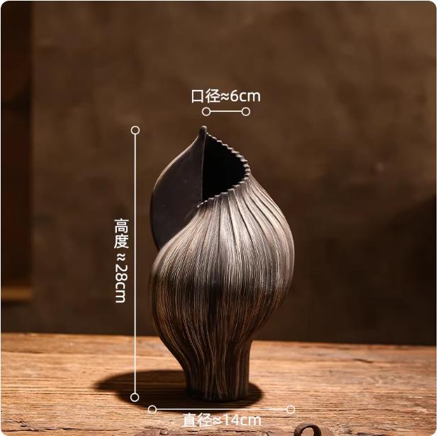 

Ceramic Vase Geometric Steps Simulated Conch Shell Flower Vase Spiral Conch Flowerpot Vases Pots Home Decoration Accessories