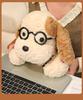 Adorable Egg Tart Camera Plush Dog Doll with Cute Glasses - Healing Companion Toy