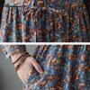 Korean Style Autumn Spring Women Midi A-Line Dress O Neck Floral Print Lace Up Dress Long Sleeve Elegant Ladies' Dress