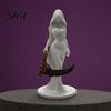 Spooky Halloween Ornament 3D Printed Hooded Woman Statue, Gothic Grim Reaper Figurine, Figurine Party Decoration for Home Office Desk Shelf Women