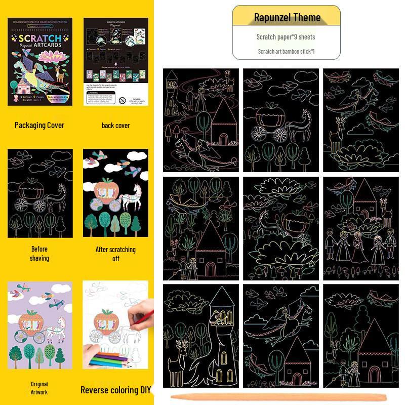 Livre d'art à gratter coloré DIY pour enfants pour la créativité en maternelle