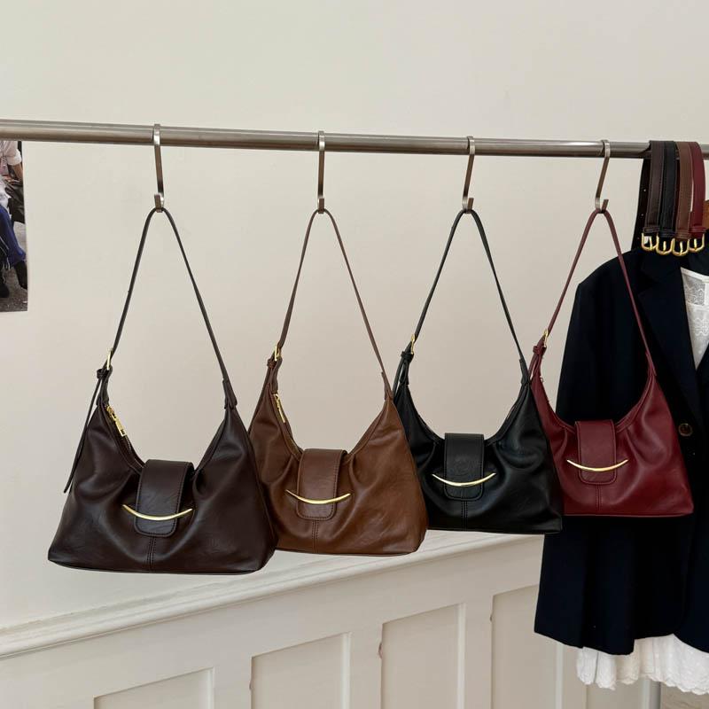 Vintage Underarm Bag for Women Minimalist Shoulder Crossbody Purse Fashion Handbag Sle Wrinkles High-End Feeling Shoulder Bag