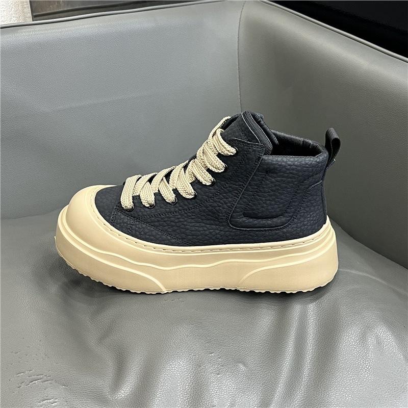 

Autumn and winter new leather surface velvet high-top cotton shoes platform sports casual shoes cr 38