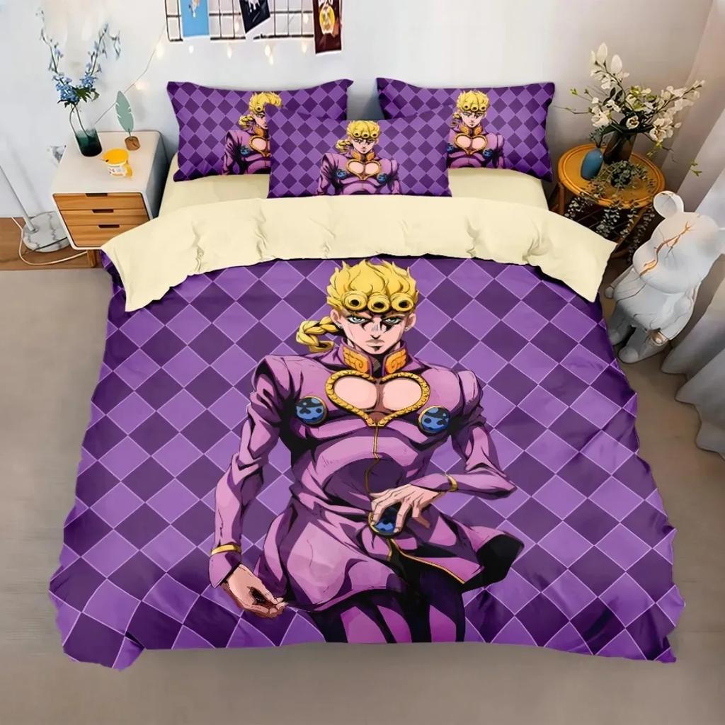 Anime JoJo Bizarre Bedding Set,Adventure Jotaro Kujo Bedding Set,JoJo Duvet Cover Pillowcase Bed Boys Adult