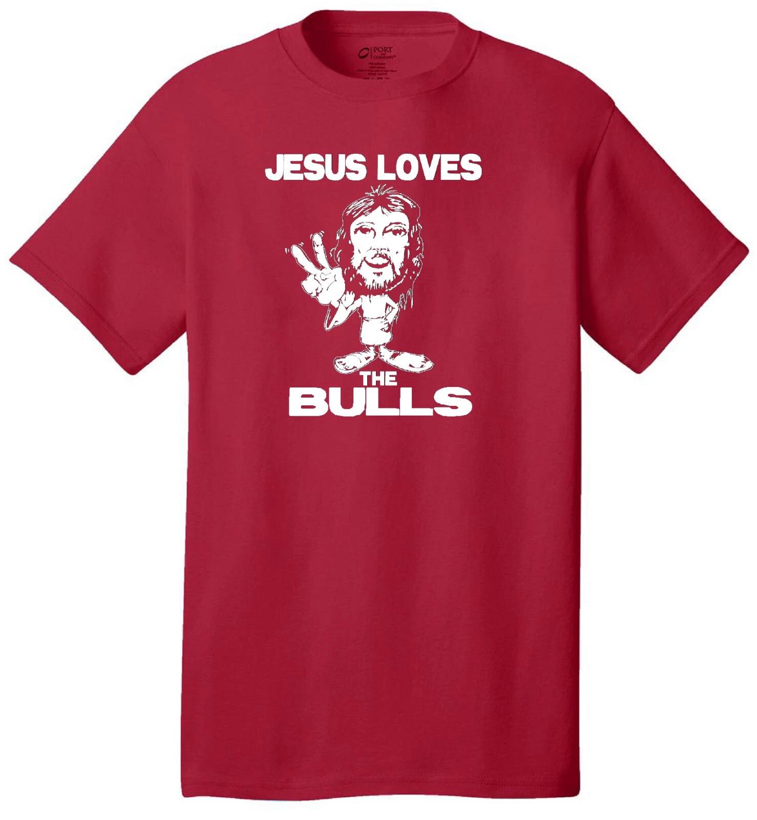 JESUS LOVES THE BULLS CHRISTIAN HARDCORE BASKETBALL FAN JERSEY T-shirt 4XL