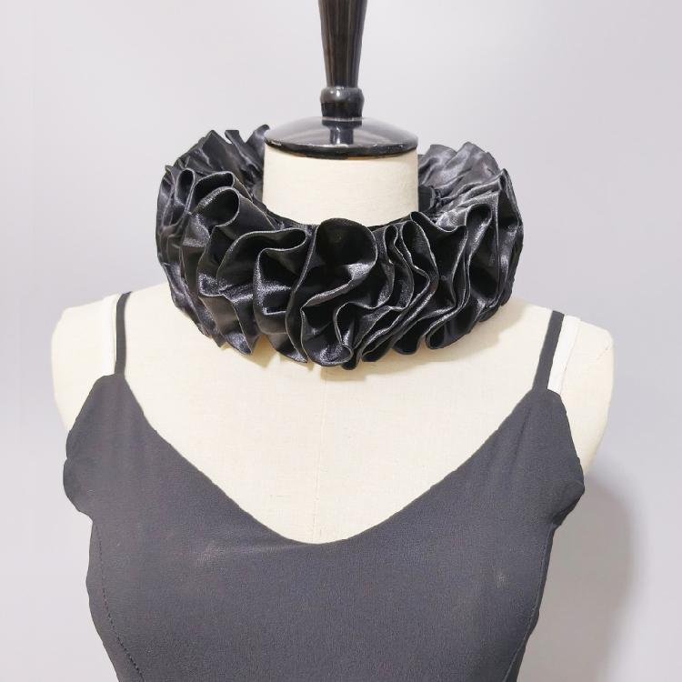 Detachable Ruffle Faux Collar Satins Shawl Wrap Role Play Clown Choker Neck Ruff Gothic Victorian Era Outfits for Women