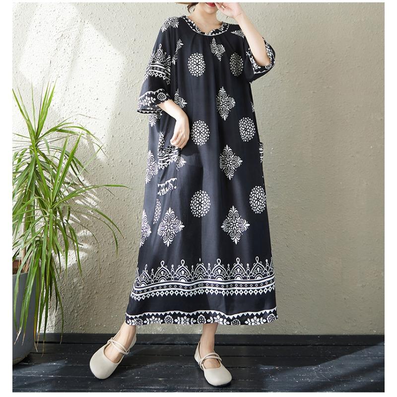 DIMANAF 2026 Donna Taglie Forti Estate Spiaggia Signora Abito Lungo Ampio Oversize Maxi Stampa Floreale Vestito Estivo Abbigliamento