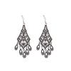 Retro Ethnic Style Hollow Flower Rhombus Water Drop Fringed Earrings Fashion Versatile Earrings Light Luxury High-end Earrings