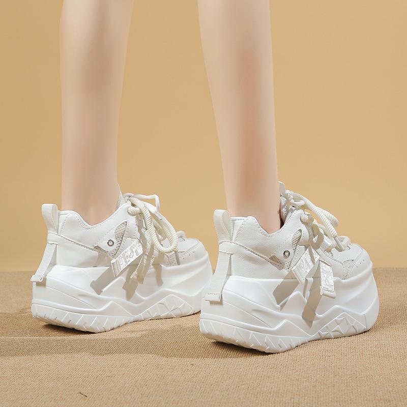 Fashion 9CM Women's Autumn Casual Shoes 2025 New Breathable Mesh Diamond Chunky Sneakers Fashionable Versatile Ladies Sports Dad Shoes