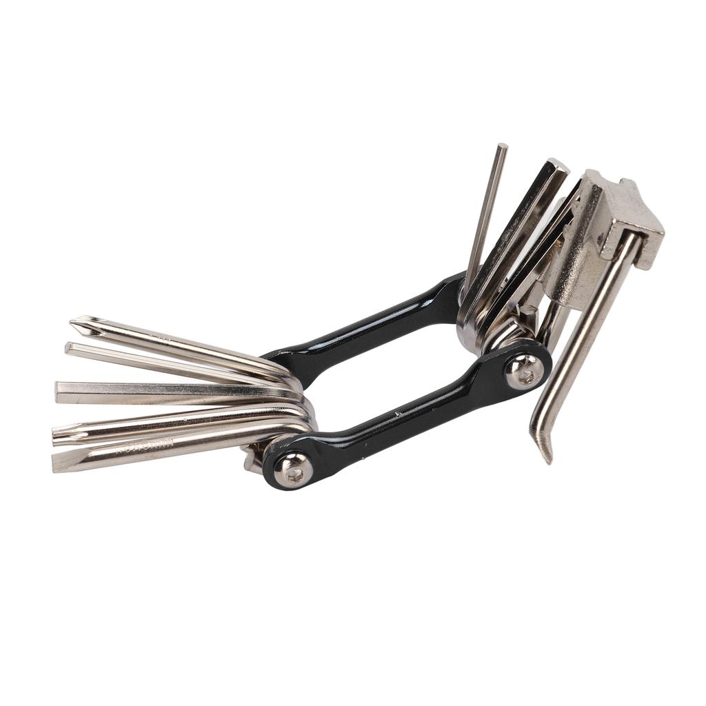 Bike Repair Tool 11 in 1 Light Folding Tool Durable Easy Carry Daily Operations Bike Wrench SetBlack