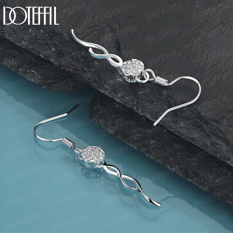 925 Sterling Silver Round Beads 8mm AAA Zircon Pendant Piercing Earrings Fashion Wedding Jewelry