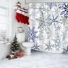 Christmas Snowflake Shower Curtain, Blue Xmas Winter Snow Bathroom Decor, Silver Grey Snowflake Christmas Holiday Simple Shower
