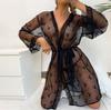 Lace Nightgown and Lingerie Set: Women's Bathrobe and Pajamas Combo