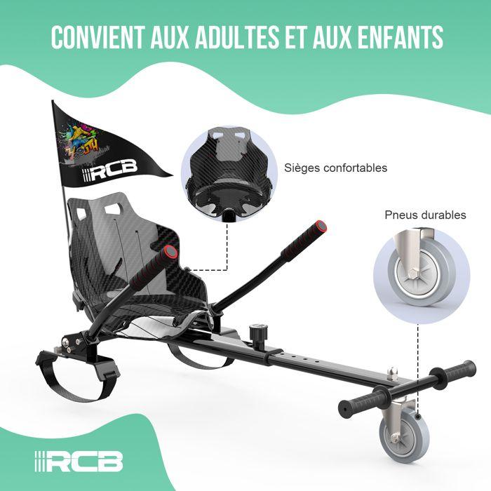 RCB Hoverkart Zubehör für Selbstbalancierendes Gyropod - Verstellbarer Karting-Sitz (20kg Min-100kg Max) - Schwarz