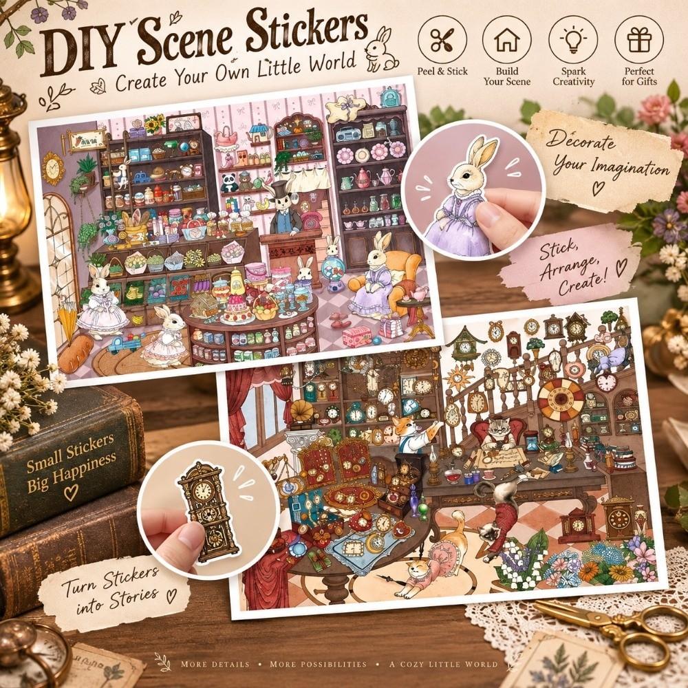 1 Set 2.5D Layered Scene Sticker PET Film Stress Relief Craft Toy  Miniature Scene Building Display