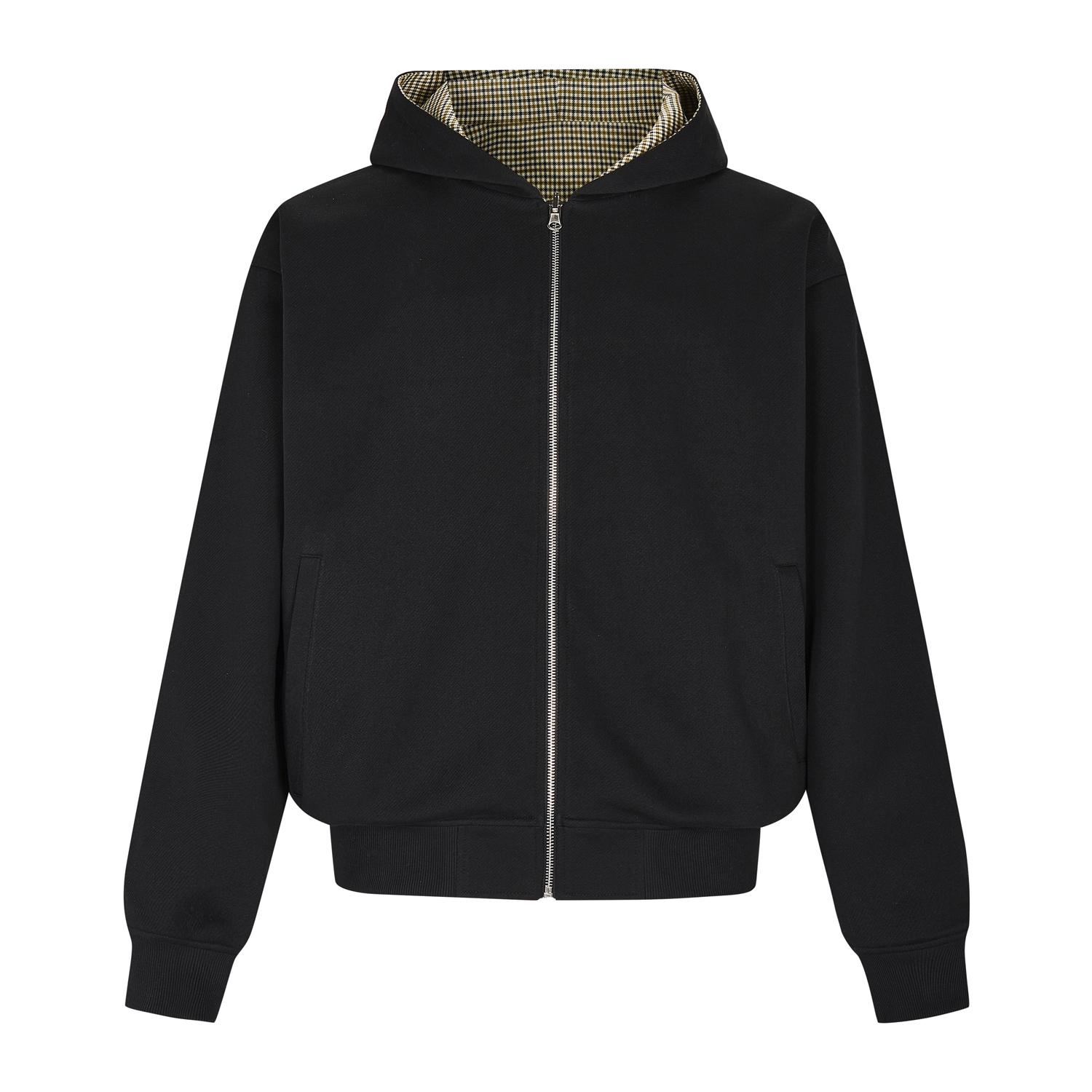 

Унисекс Куртка оверсайз с капюшоном, двусторонняя, с узором «гусиная лапка» Large чёрный