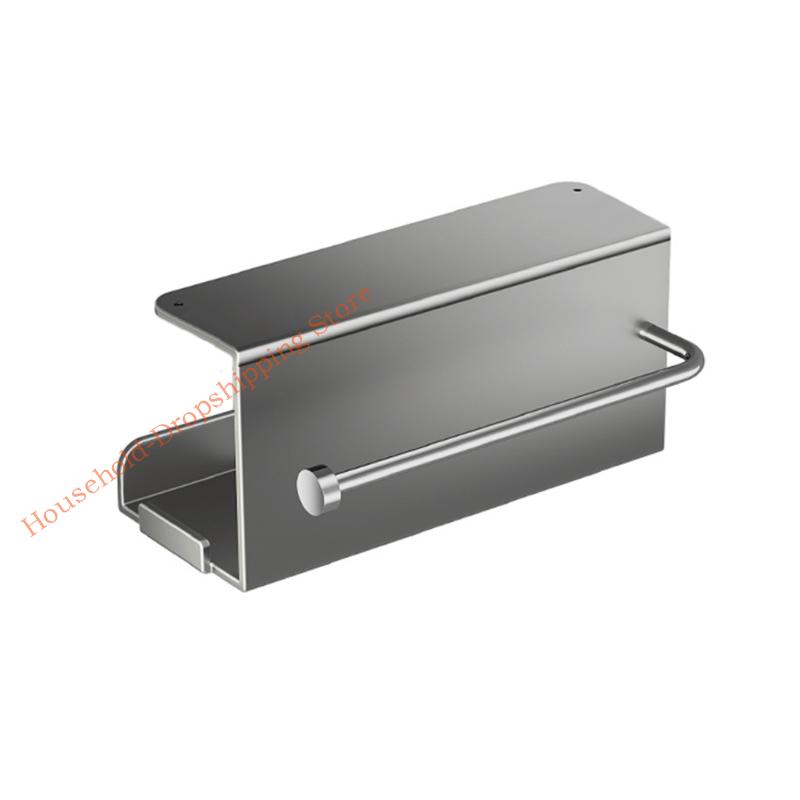 Rustproof Carbon Steel Kitchen Towel Rack With Strong Adhesive Backing Wall Mount Space Saving 85AD серый