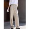 Basic House Women's Solid Color High-Waisted Wide-Leg Trousers
