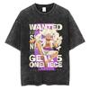 Luffy ONE PIECE Anime Harajuku Vintage Washed Retro Tshirt Cotton Mens Streetwear Womens Shortsleeved Unisex Top