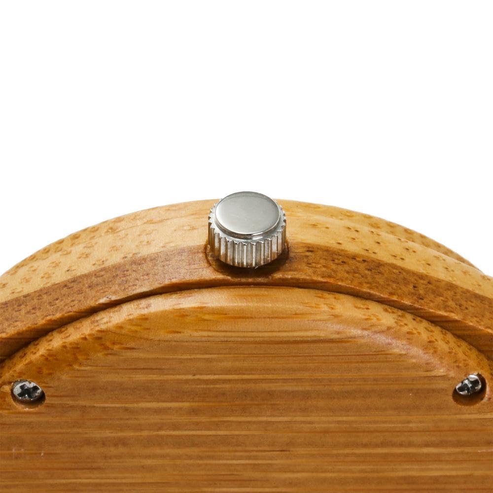 Lightweight Bamboo Wood Quartz Watch with Analog Japanese Simple Mineral Mirrored Adjustable Unisex Wood Original Hands, Movement, Dial, Glass,