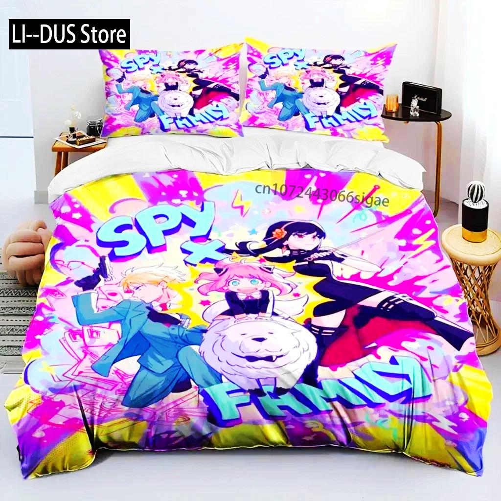 Anime SPY×FAMILY Anya Bedding Set Boys Girls Twin Queen Size Duvet Cover Pillowcase Bed Boys Adult Fashion Home Textileextile
