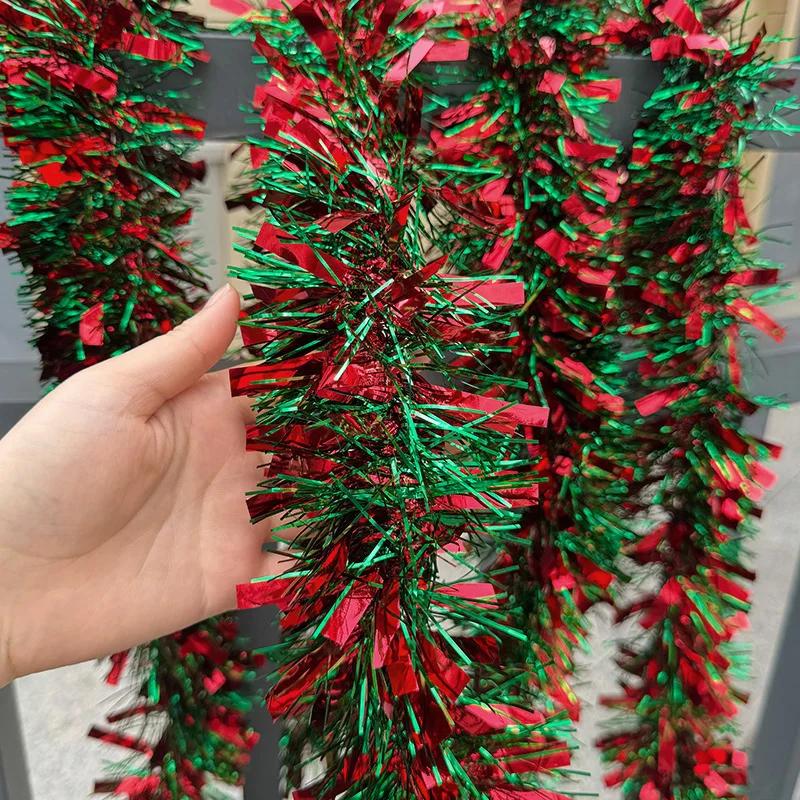 

2/10M Christmas Ribbon Garlands Decoration Red Green Wreath for Xmas Tree Ornaments Home Staircase Party Bar Tops DIY Decor 1PC-2M