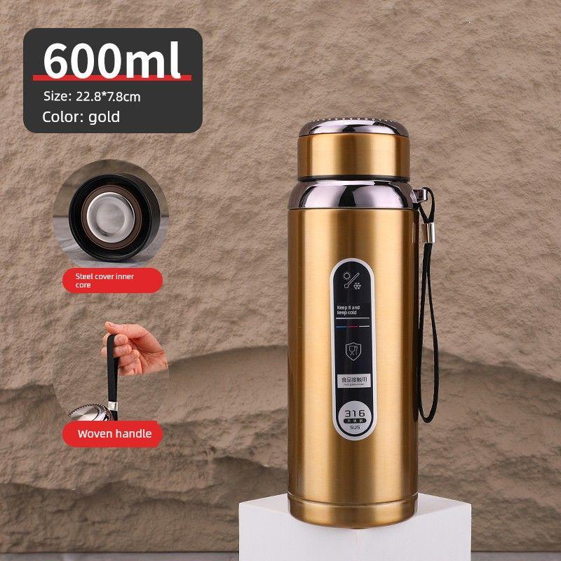 316 Steel Large-Capacity Thermos Cup for Men and Women with Filter Tea Cup Adult Business Portable Large Cup Gift Cup 600