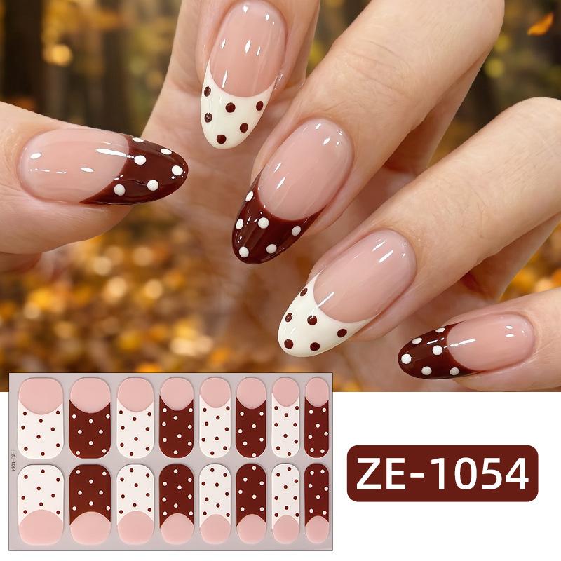New Maple Leaf Pink Hot Stamped Gold Nail Stickers 3D Ombre Grass Fresh Style Nail Stickers