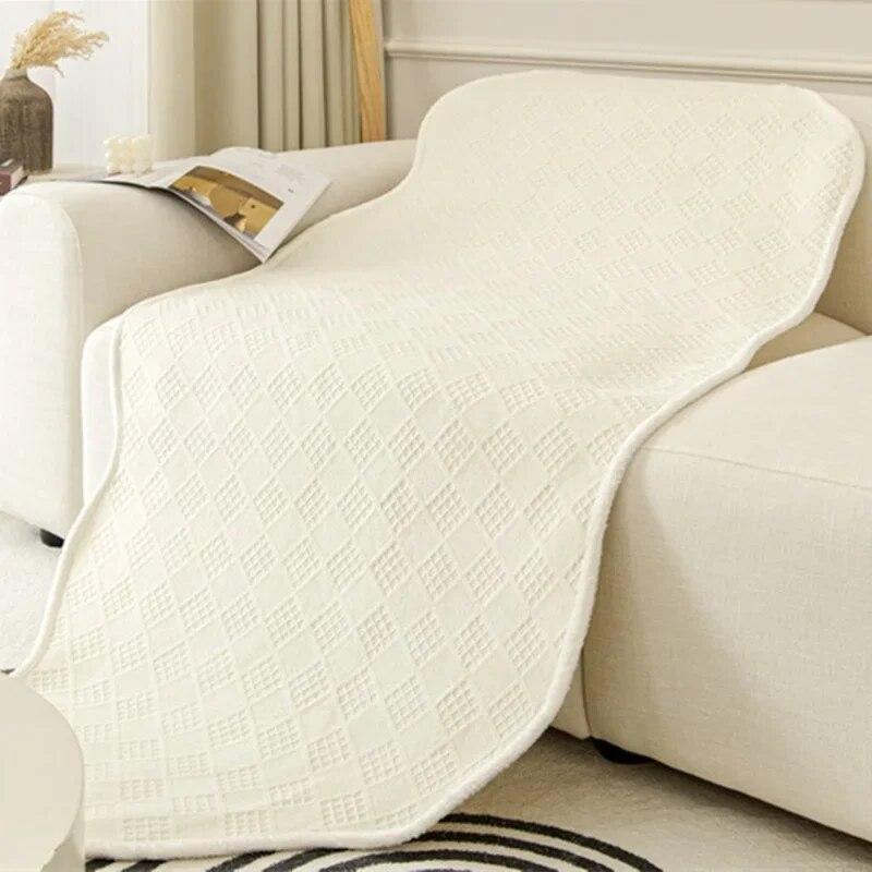 Soft Plaid Sofa Mat Towel Living Room Universal L Shape Sofa Cover Non-Slip Kids Pets Anti-Dust Couch Cushion Slipcover Home