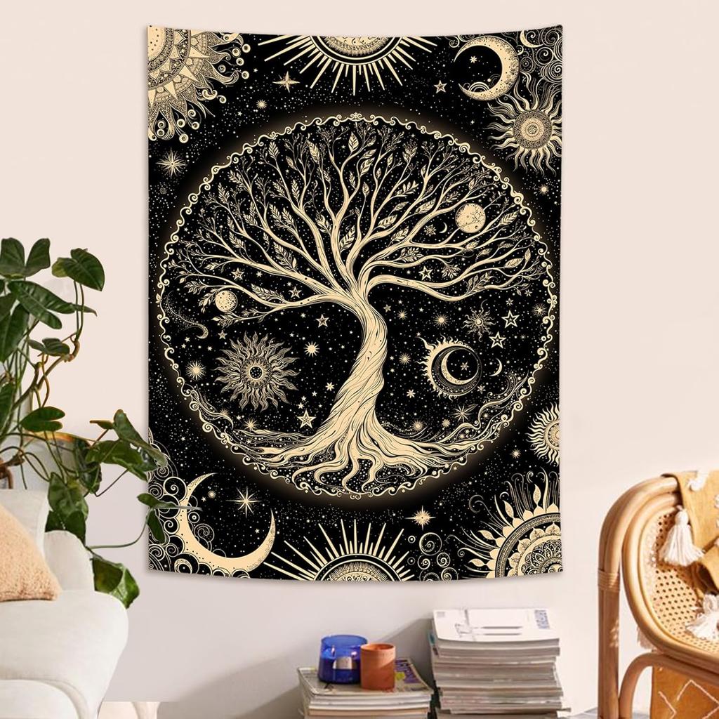Tree of Life Tapestry Starry Sky Wall Tapestry,Vintage Tapestries for Bedroom Ceiling Tapestries Wall Hanging for Bedroom Living