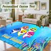Crystal Velvet Square Rug Custom NameBaby Shark Pattern Non Slip Home Floor Decor Rug