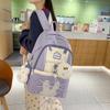 Women's Color Block Backpack Large Capacity School Bag College Cartoon Backpack