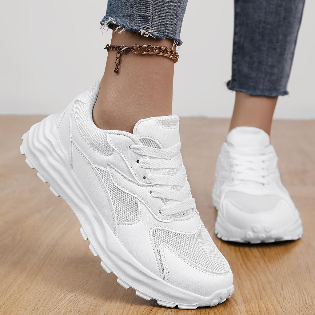 Summer  New Shoes for Women: Ins Trendy Thick Soled Height Increasing White Shoes, Casual Breathable Women's Sports Shoes