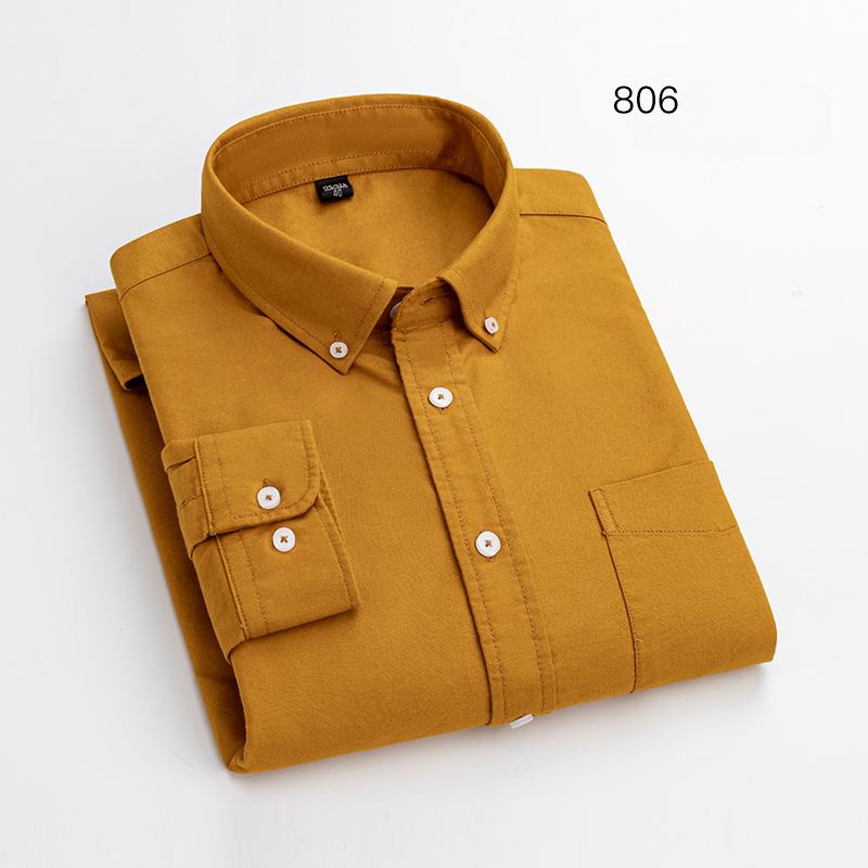 Fashion 100%cotton Casual long-sleeve Shirts for men oxford striped plaid tops slim fit formal shirt white black office clothes