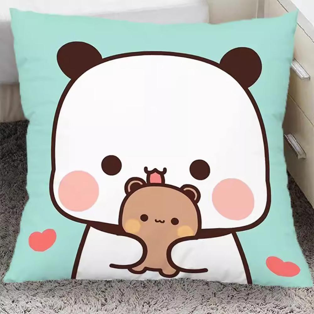 Cute Cartoon Bear and Panda Pattern Pillowcases for a Cozy Bedtime! Sofa Cushion Cover, Room Home Decorationortable