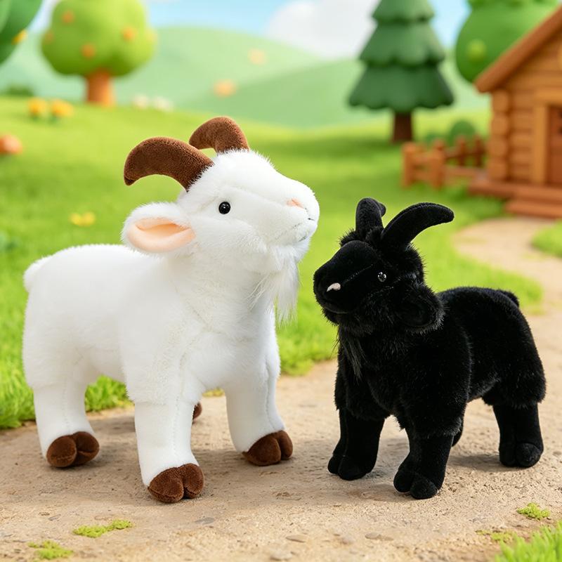 1Pcs Realistic Goat Plush Stuffed Toy With Soft Fluffy Material And Lifelike Design For Home Decor Kids Birthday Holiday Gifts
