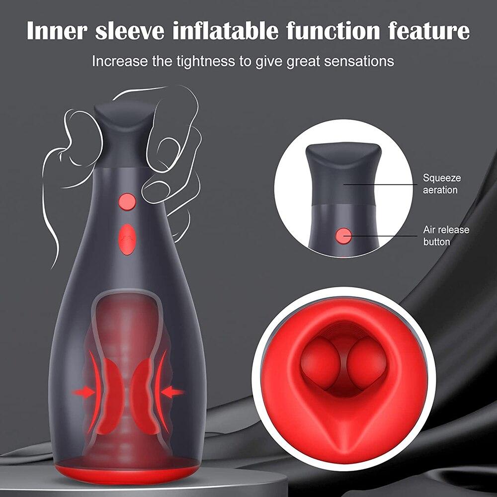 Automatic Inflatable Male Masturbator Cup Vibration Deep Throat Blowjob Sex Machine Adult Sex Toys for Men Penis Masturbation